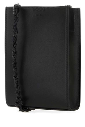 Jil Sander Mens Black Leather Small Tangle Crossbody Bag 001 Borse A Mano
