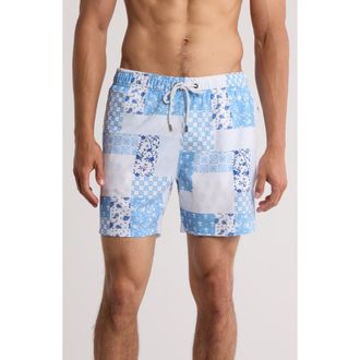 Vintage Summer Swimwear Seersucker Volley Swim Trunks in Blue at Nordstrom Rack, Size Large