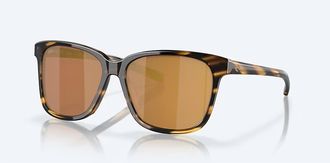 Costa Unisex May Polarized Squared Sunglasses In Tortoise Gold Mirror