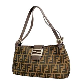 Fendi Pre-owned Shoulder Bags, female, Brown, Size: ONE SIZE Pre-owned Nylon Shoulder Bag