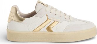 Tamaris Tamaris dames sneakers van wit leer met gouden strepen