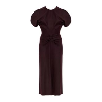 Victoria Beckham Midi Dresses, female, Red, Size: XS Wool Dress With Draping