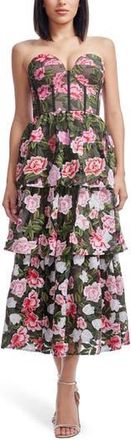 Dress The Population Teigan Floral Embroidered Strapless Cocktail Dress in Pink Rose Multi at Nordstrom Rack, Size Xx-Small