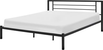 Beliani Cama De Metal Negro Estructura De L&aacute;minas Somier 180 X 200 Cm Cabecero Moderno Dormitorio Cusset
