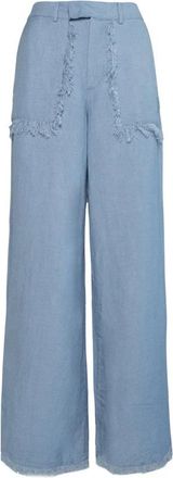 H&eacute;st Linnen Broek Faded Denim Geweven Broek - Dames - Wijde Broeken - Blauw - XL - Denim - Broeken
