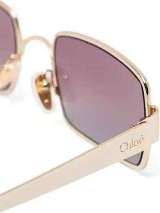 Chlo&eacute; CH0354S Metal Rectangle Frame Sunglasses - Pink
