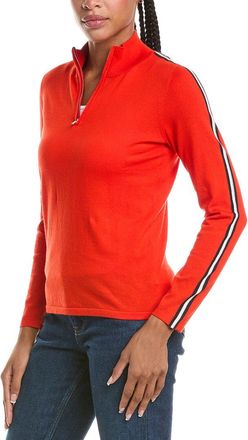 N.Peal N. PEAL Stripe Sleeve Half Zip Cashmere-Blend Pullover