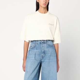 Jacquemus Light beige boxy T-shirt with logo