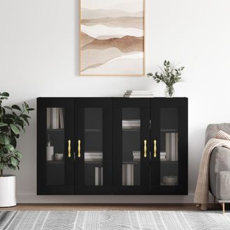 vidaXL Vidaxl - Armarios De Pared 2 Uds Madera De Ingenier&iacute;a Negro