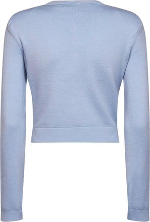 Self Portrait Womens Knit Cardigan With Floral Detail - Blue Polyester Cardigans Sweater