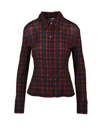 Marella Dynamic Two-Tone Plaid Stretch Shirt
