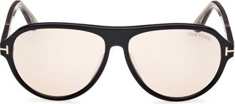 Tom Ford Quincy 59mm Pilot Sunglasses in Black /Eco /Oyster /T Logo at Nordstrom