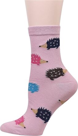 Generic Cute Hedgehog Pattern Crew Socks, Hedgehog Socks, Hedgehog Gift. Adult UK Size 4-7 (Pink)