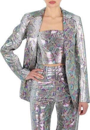 Rotate Ladies Spiced Plum Comb Snake Print Blazer, Brand Size 36 (US Size 2)