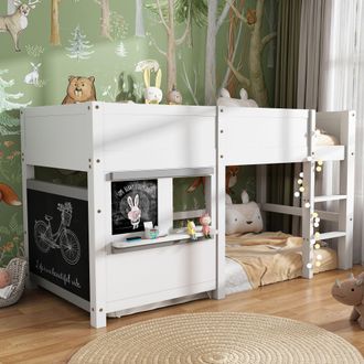 Matteo Bunk Bed With Anti-Graffiti Boards & Small Shelf, White