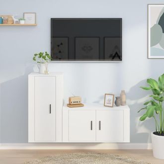 vidaXL Vidaxl - Set De Muebles De Tv 2 Piezas Madera Contrachapada Blanco