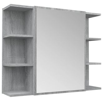 Berkfield Home Bathroom Mirror Cabinet Grey Sonoma 80x20.5x64cm Engineered Wood | Size: 80x20.5x64 cm