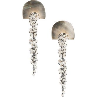 Freya Rose Hakuro Mother of Pearl and Pearl Long Drops in Black at Nordstrom