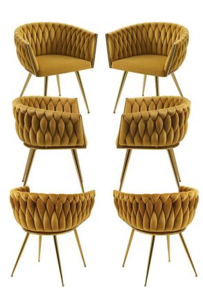 Regalos Miguel Packs Sillas Comedor - Pack 6 Sillas Widny Golden Terciopelo - Mostaza