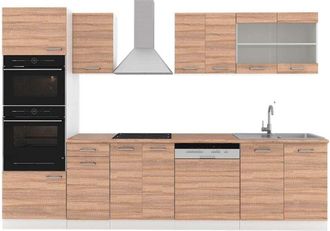 Vicco Mueble De Cocina R-line, Sonoma/blanco, 300 Cm Con Armario Alto, Et Roble