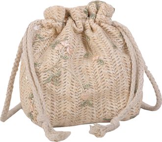 Generic Woven Bucket Bag, Drawstring Bucket Purse, 16.14 Inches Summer Woven Beach Bag with Spacious Interior, Lightweight Durable Material, Buckets Handbag f