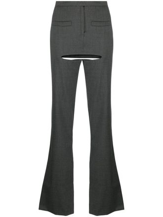 Courr&egrave;ges cut-out tailored wool trousers - women - Elastane/Wool - 36 - Grey