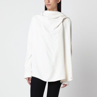 Toteme Blusa drappeggiata asimmetrica ecru in viscosa