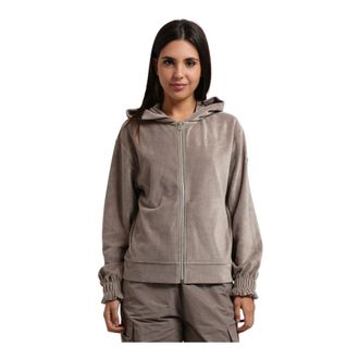 Emporio Armani Velvet Full Zip Sweatshirt - Dames - Vesten met rits - Grijs - M - Katoen - Hoodies & sweatvesten