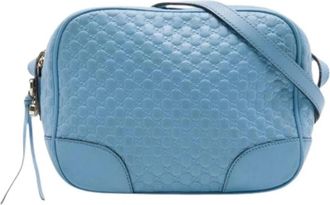 Gucci Pre-owned Embossed Leather Crossbody Bag - Dames - Vintage Schoudertas - Blauw - ONE Size - Leer - Vintage