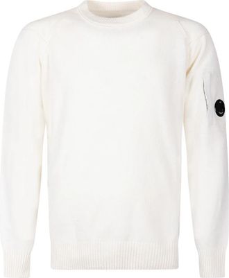 C.P. Company Lens Sweater - Heren - Ronde hals truien - Wit - S - Katoen - Truien & Vesten