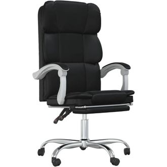 vidaXL Silla De Oficina Reclinable Cuero Sint&eacute;tico Negro Vidaxl
