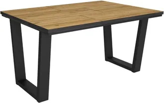 Skraut Home Mesa comedor efecto madera roble y negro 140x90x74cm