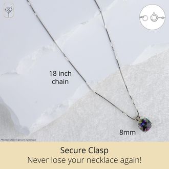 MAX + STONE 925 Sterling Silver or 14k Gold 8mm Cushion Cut Gemstone Pendent Necklace
