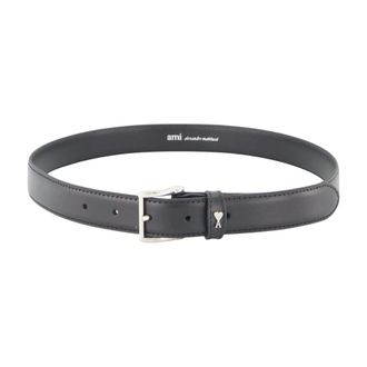 Ami Paris Paris 25 Mm Riem - unisex - Accessoires - Zwart - Maat: 85 CM Leer