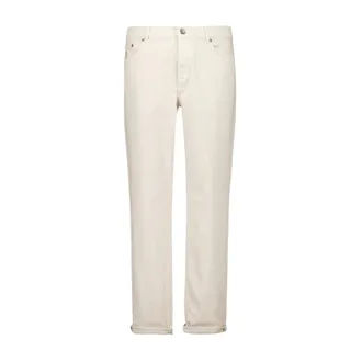 Brunello Cucinelli Slim Fit Jeans, male, Beige, 3XL, Cream Lightweight Denim Five-Pocket Trousers