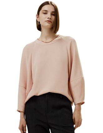 LilySilk Round Collar Blouse with Detachable Necklace for Women