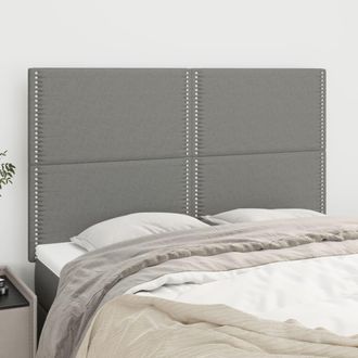 vidaXL Cabeceros 4 Unidades Tela Gris Oscuro 72x5x78/88 Cm Vidaxl