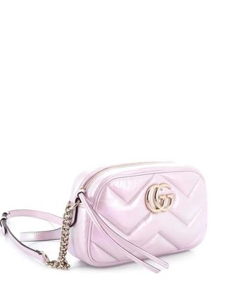 Gucci GG Marmont Chevron Iridescent Leather Small shoulder bag - women - Calf Leather - One Size - Pink