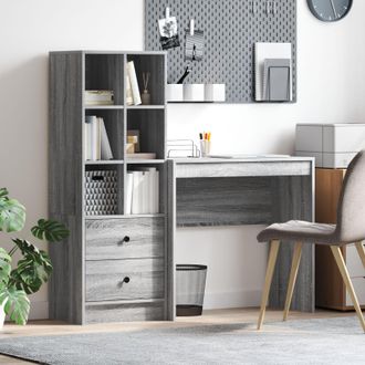 Berkfield Home Desk with Storage Grey Sonoma Engineered Wood