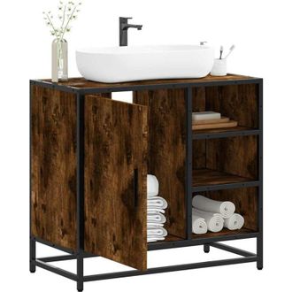 vidaXL Armadietto Bagno Rovere Fumo 65x33x60 cm in Legno Multistrato - Vidaxl