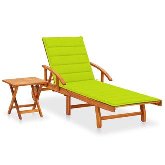 vidaXL Tumbona De Jard&iacute;n Con Mesa Y Coj&iacute;n Madera Maciza De Acacia Vidaxl