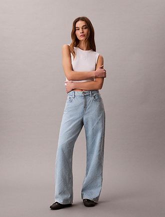 Calvin Klein All-Over Logo Baggy Jeans