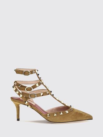 Valentino Garavani Rockstud Suede T-Strap Slingback Pumps with Studs