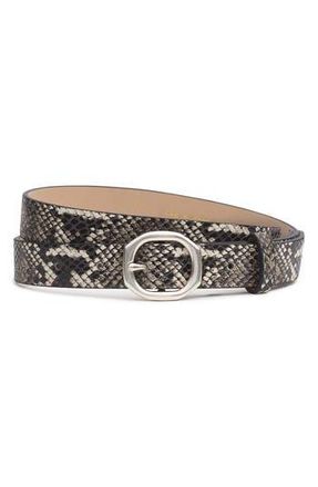 Rag & Bone Small Audrey Snake Embossed Leather Belt in Black/White Snake at Nordstrom Rack, Size Medium