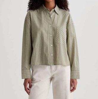 AG - Adriano Goldschmied Kellan Top In Studio Stripe Rosemary Multi