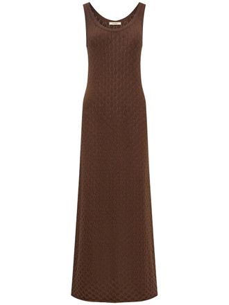12 Storeez open-knit maxi dress - women - Cotton - L - Brown