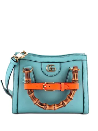 Gucci Diana NM Bamboo Handle Tote Leather Mini crossbody bag - women - Calf Leather - One Size - Blue