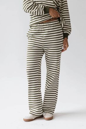 Le Lis Blanc Deux Sunday Stripe Sweatpants In Green