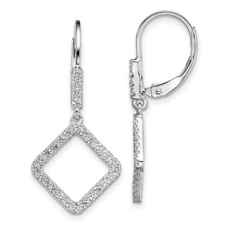 Diamond2Deal 14K White Gold 1/2 ct Lab Grown Diamond Square Leverback Earrings VS Clarity, G-H Color