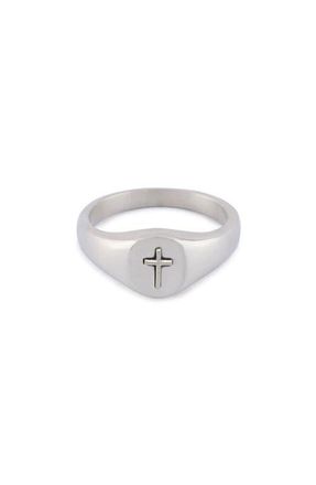 Serge DeNimes Cross Signet Ring in Silver at Nordstrom, Size 10.5